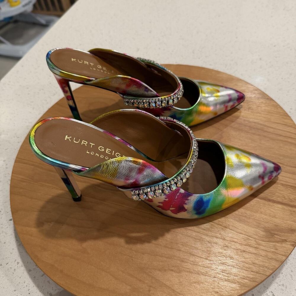 Kurt Geiger Heels 8 Duke Crystal Strap Pointed Mule Pointed Toe Stiletto Multi